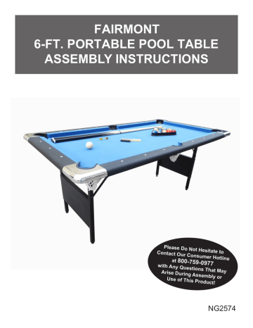 Hathaway Fairmont Ft Portable Pool Table Use And Care Manual Manualzz