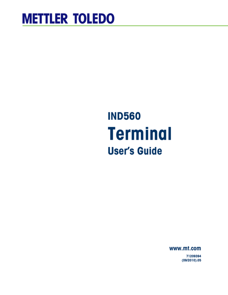 IND560 Technical Manual IND560 Technical Manual