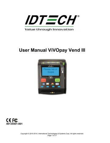 User Manual ViVOpay Vend III User Manual ViVOpay Vend III
