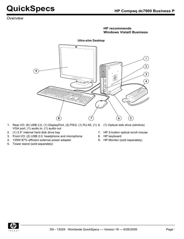 QuickSpecs QuickSpecs