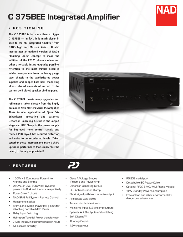 C 375BEE Integrated Amplifier C 375BEE Integrated Amplifier