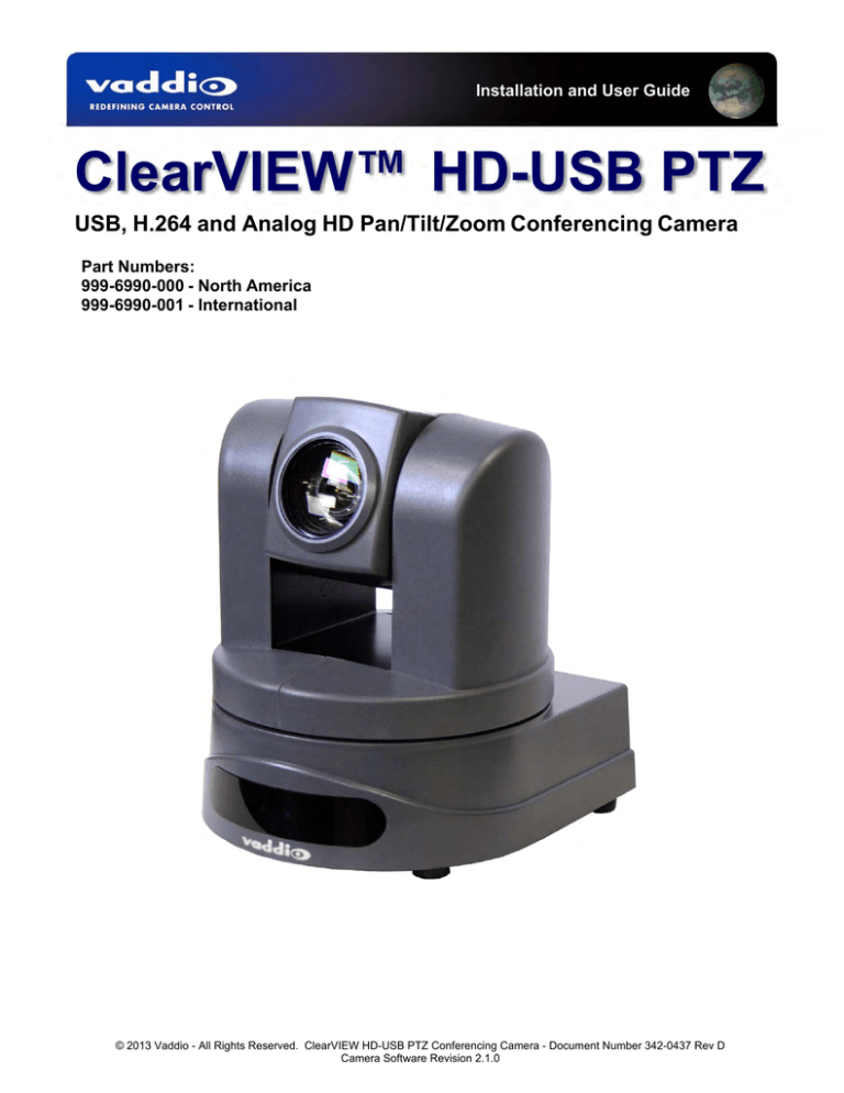 ClearVIEW™ HD-USB PTZ ClearVIEW™ HD-USB PTZ