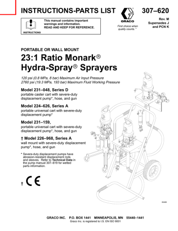 Graco M Portable Or Wall Mount Ratio Monark Hydra Spray