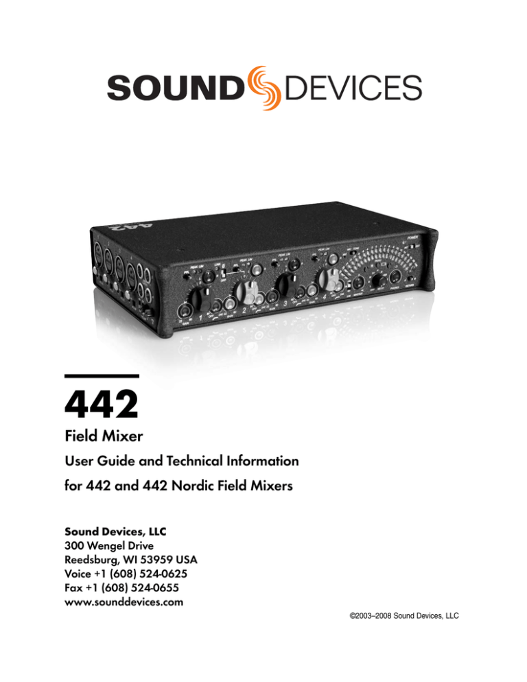 Sound Devices 442 manual Sound Devices 442 manual