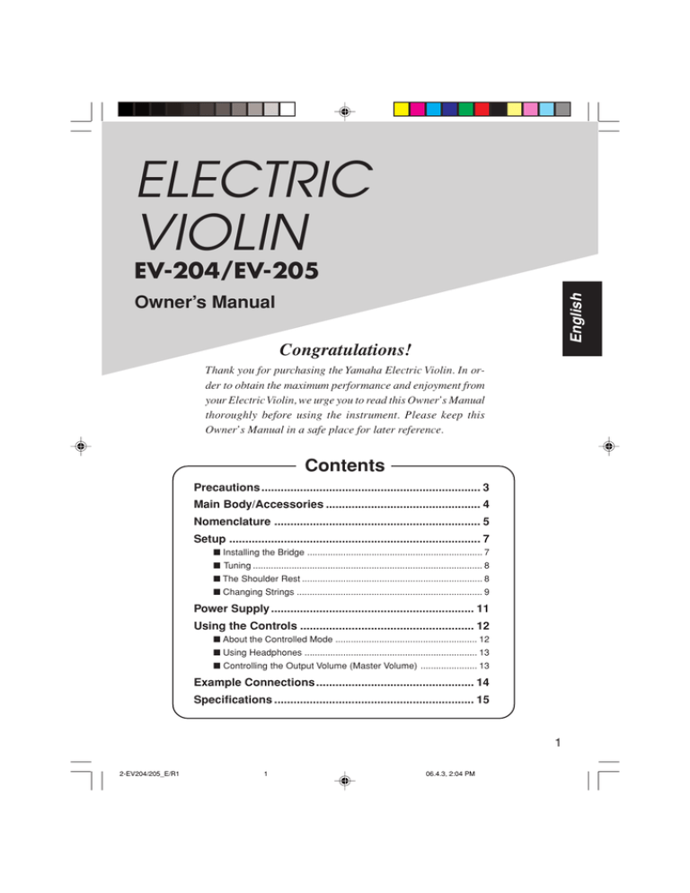 Yamaha EV-204, EV-205 Owner's manual Yamaha EV-204, EV-205 Owner's manual
