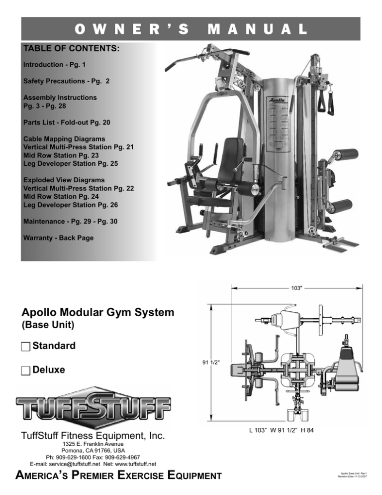 TuffStuff Apollo Owner's manual TuffStuff Apollo Owner's manual