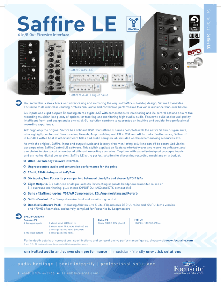 Saffire LE - Homerecording.be Saffire LE - Homerecording.be