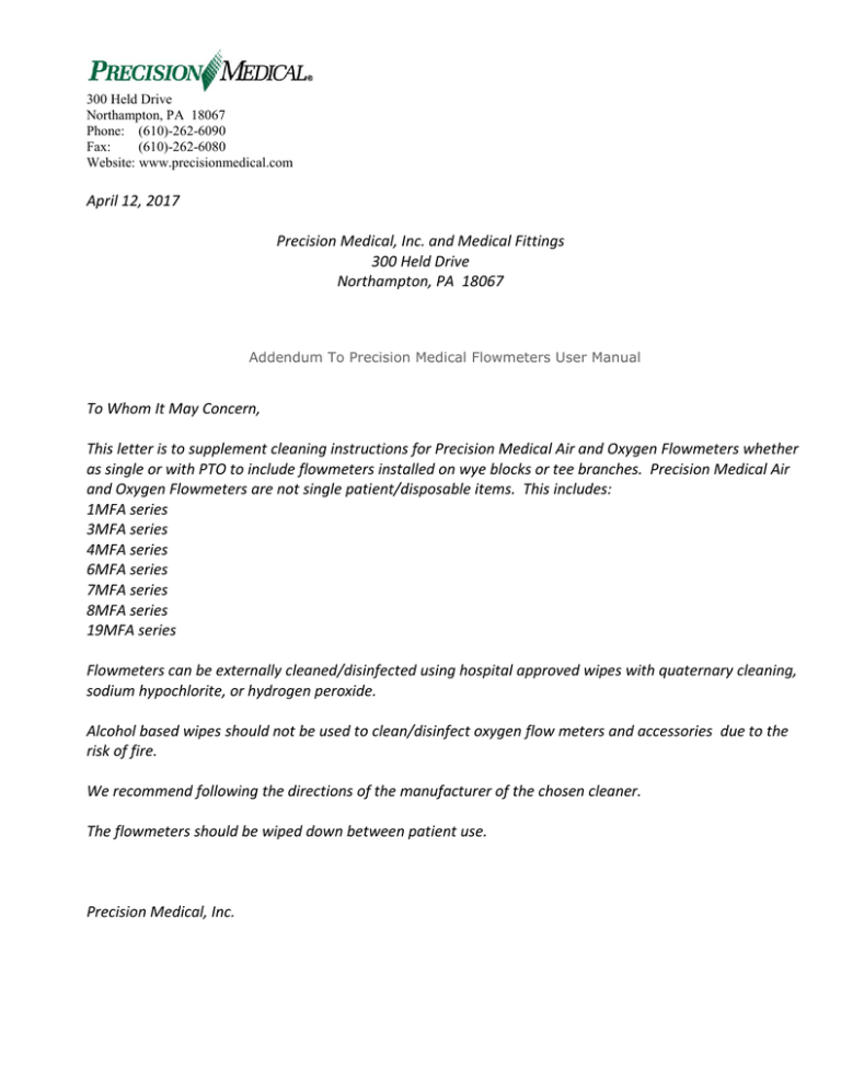 April 12, 2017 Precision Medical, Inc. and Medical Fittings 300 Held April 12, 2017 Precision Medical, Inc. and Medical Fittings 300 Held