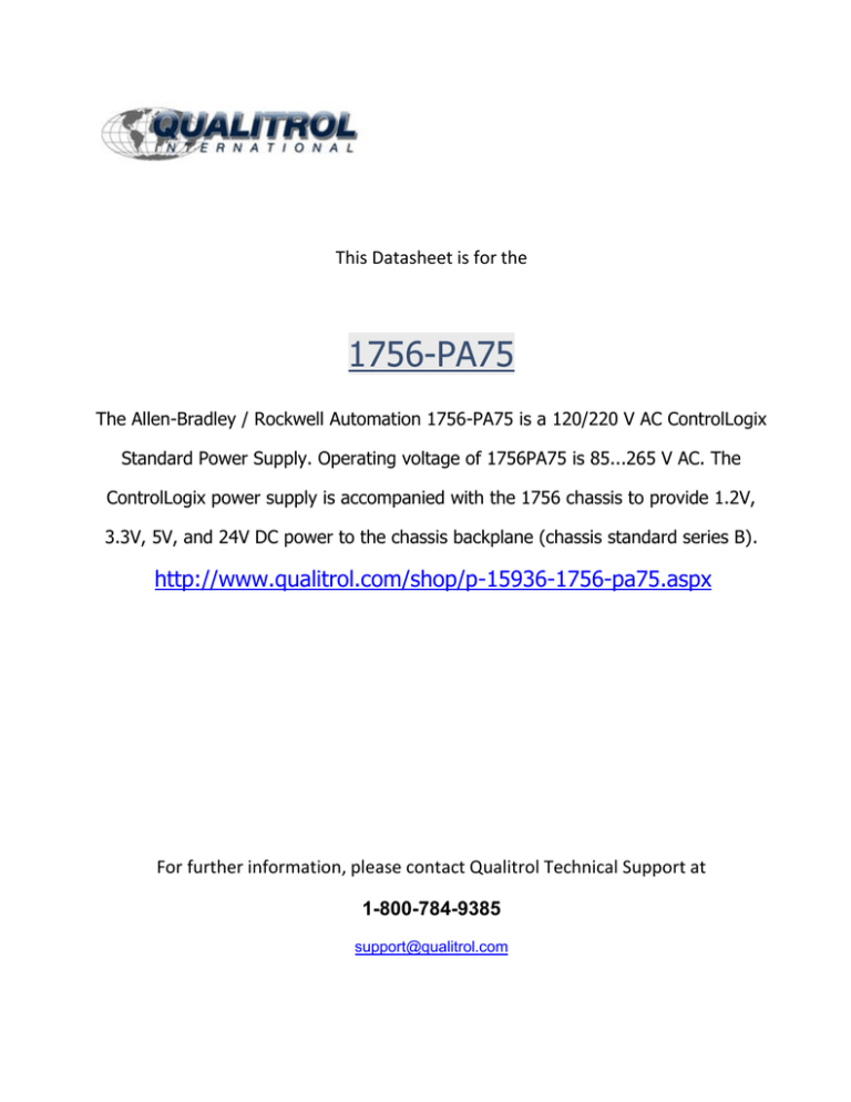 1756-PA75 PDF for more information. 1756-PA75 PDF for more information.