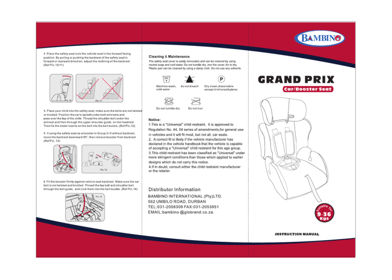Bambino Grand Prix User Manual Bambino Grand Prix User Manual