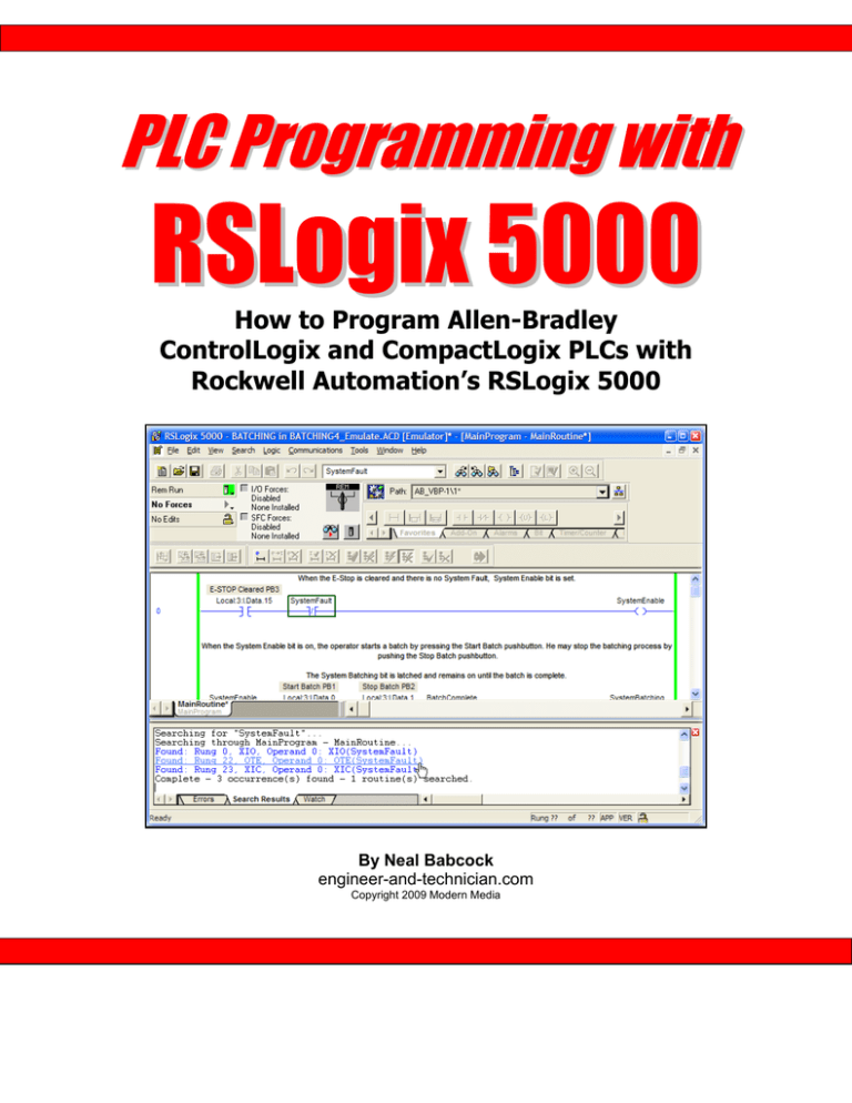 PLC Programming with RSLogix 5000 PLC Programming with RSLogix 5000