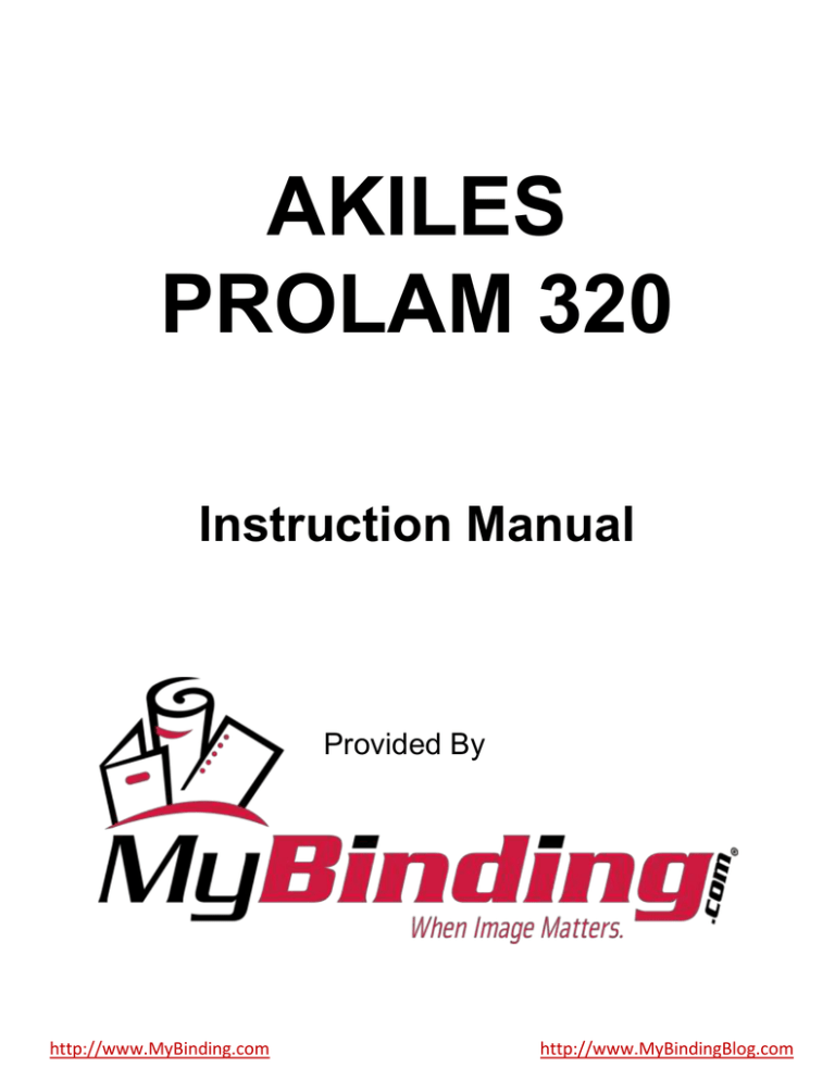 MyBinding Akiles ProLam 320 User manual MyBinding Akiles ProLam 320 User manual