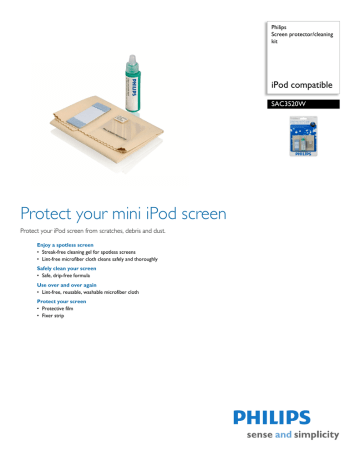 SAC3520W/27 Philips Screen protector/cleaning kit SAC3520W/27 Philips Screen protector/cleaning kit