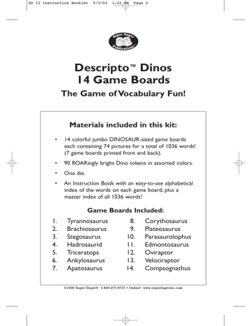 Instructions PDF - Super Duper Publications Instructions PDF - Super Duper Publications