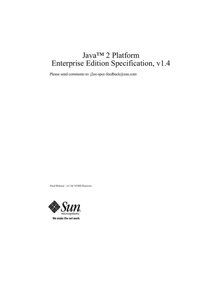 Java™ 2 Platform Enterprise Edition Specification Java™ 2 Platform Enterprise Edition Specification