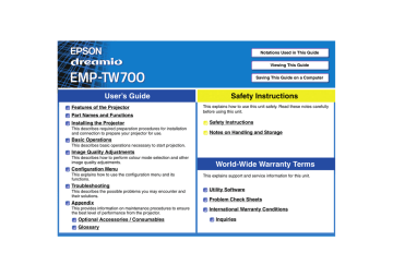 EPSON EMP-TW700 User`s Guide EPSON EMP-TW700 User`s Guide