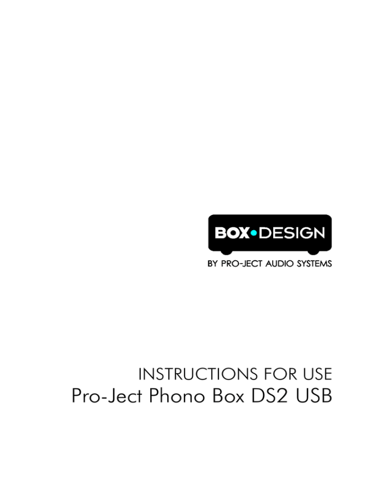 Box-Design Phono Box DS2 USB User manual Box-Design Phono Box DS2 USB User manual