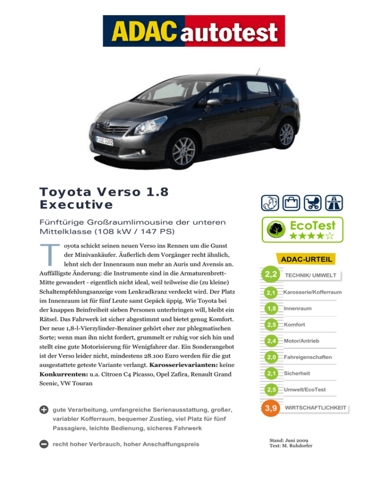 Toyota Verso 1.8 Executive Toyota Verso 1.8 Executive