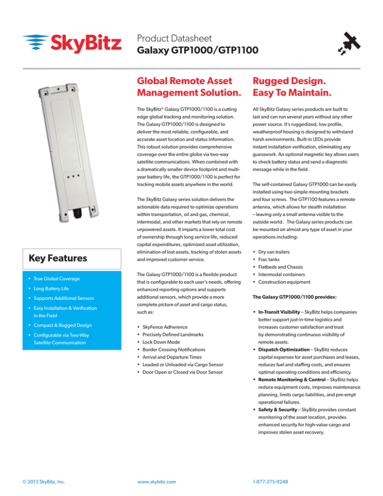 Product Datasheet Galaxy GTP1000/GTP1100 Global Product Datasheet Galaxy GTP1000/GTP1100 Global