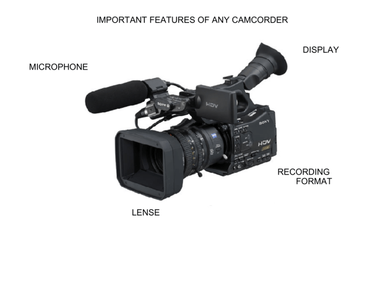 IMPORTANT FEATURES OF ANY CAMCORDER MICROPHONE IMPORTANT FEATURES OF ANY CAMCORDER MICROPHONE