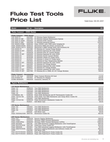 Fluke Test Tools Price List Fluke Test Tools Price List