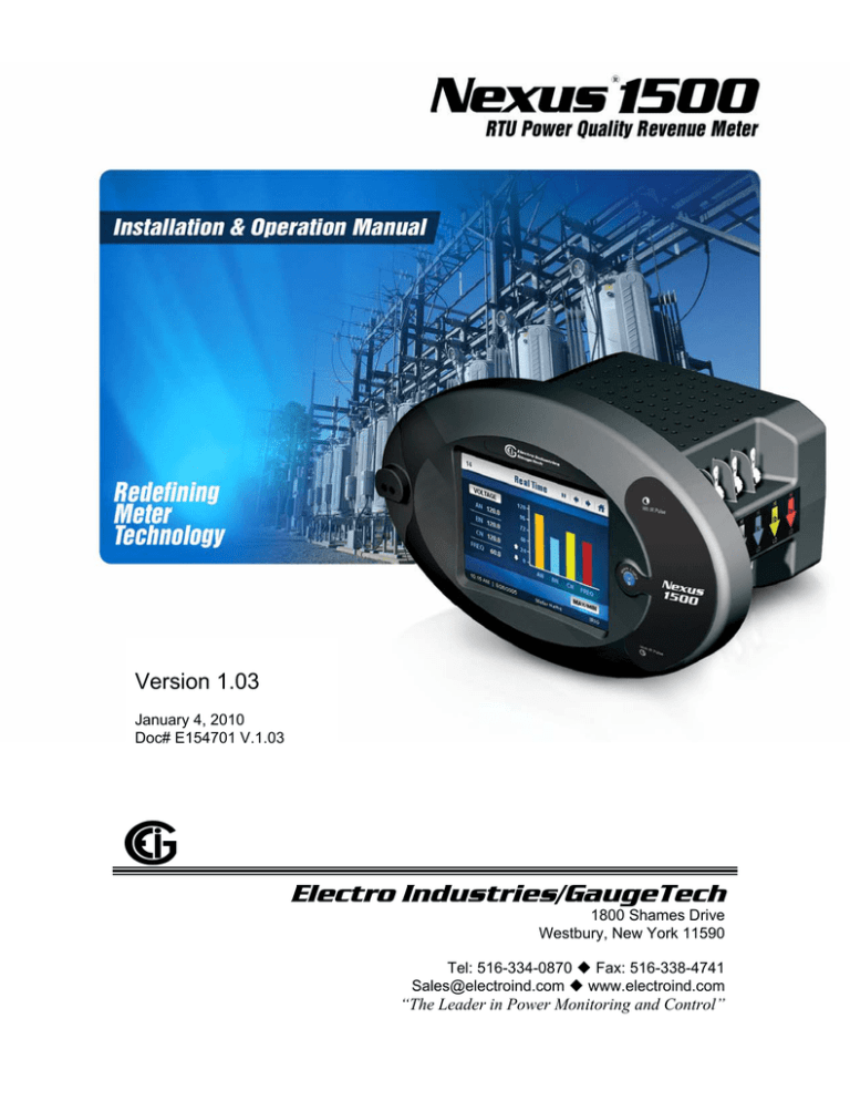Electro Industries/GaugeTech Electro Industries/GaugeTech