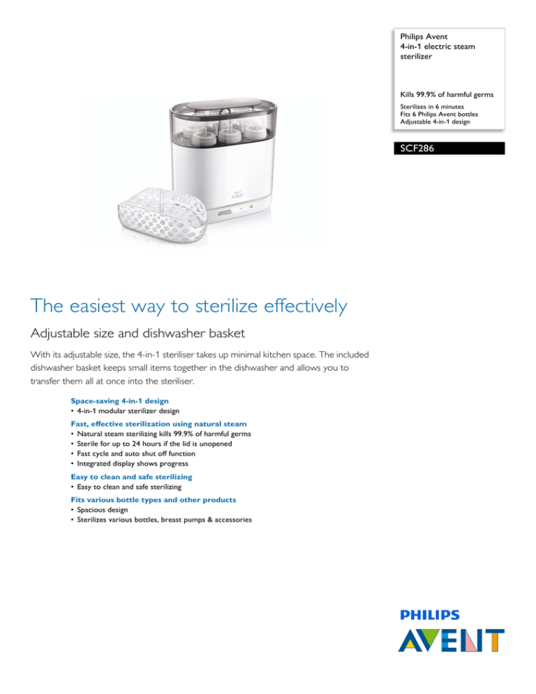 SCF286/01 Philips 4-in-1 electric steam sterilizer SCF286/01 Philips 4-in-1 electric steam sterilizer
