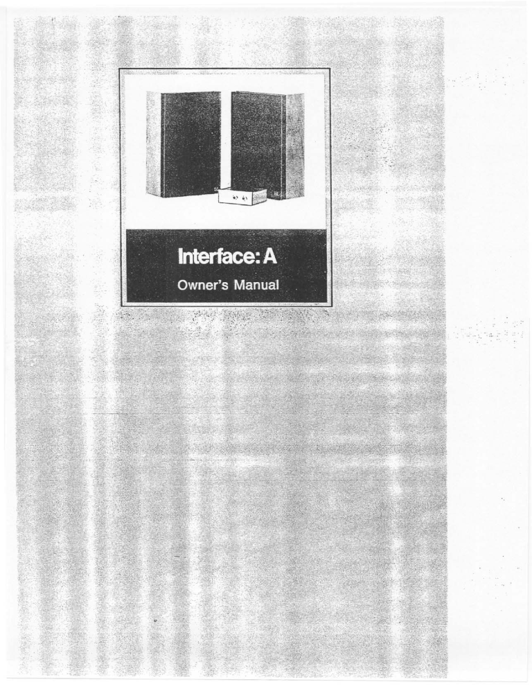 Electro-Voice Interface: A Owner's manual Electro-Voice Interface: A Owner's manual