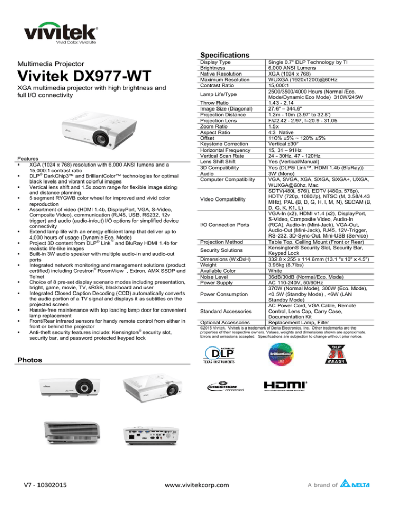 Vivitek DX977-WT Vivitek DX977-WT