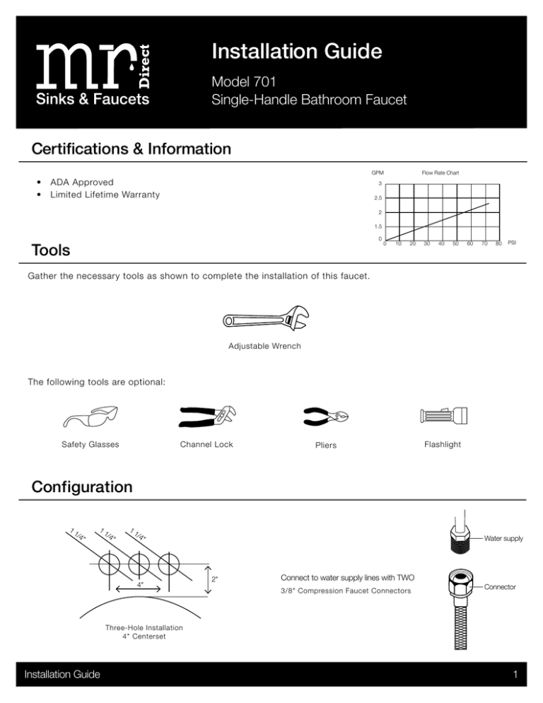 Sir Faucet 701-ABR, 701-BN Installation guide Sir Faucet 701-ABR, 701-BN Installation guide