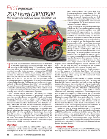 2012 Honda CBR1000RR - Motorcycle Consumer News 2012 Honda CBR1000RR - Motorcycle Consumer News