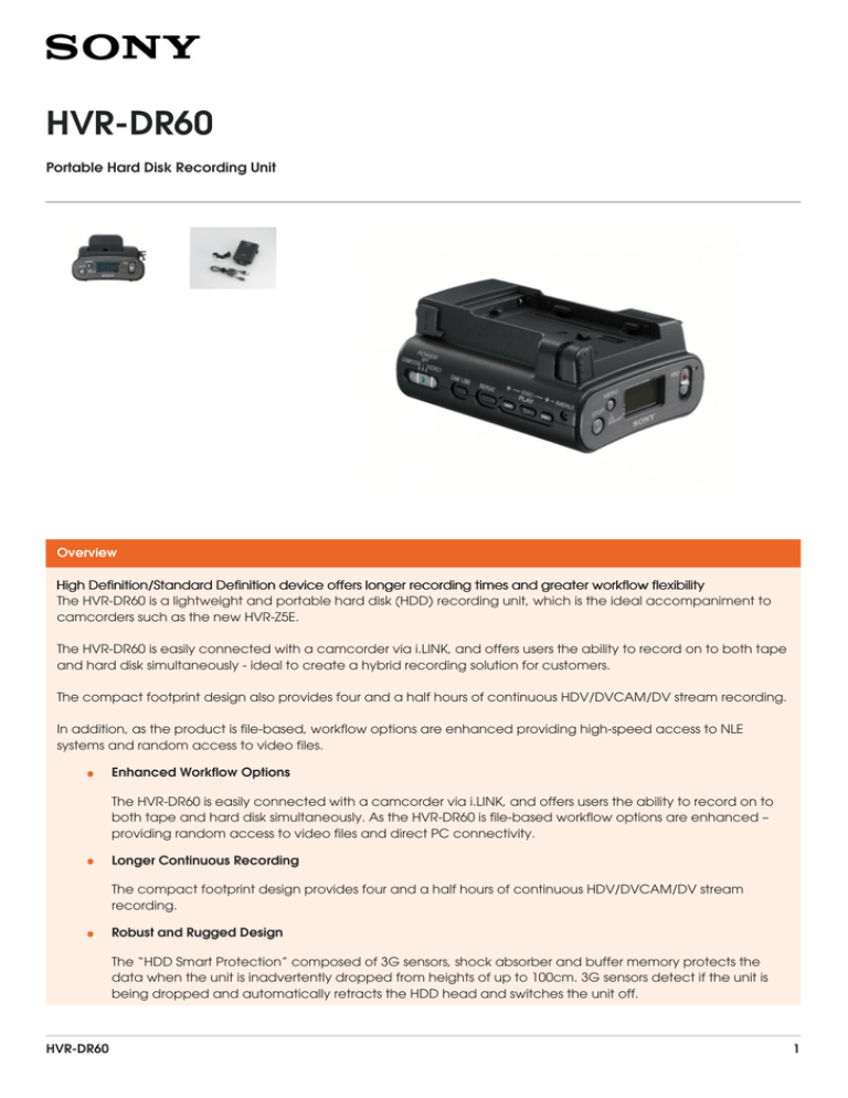 HVR-DR60 Brochure HVR-DR60 Brochure