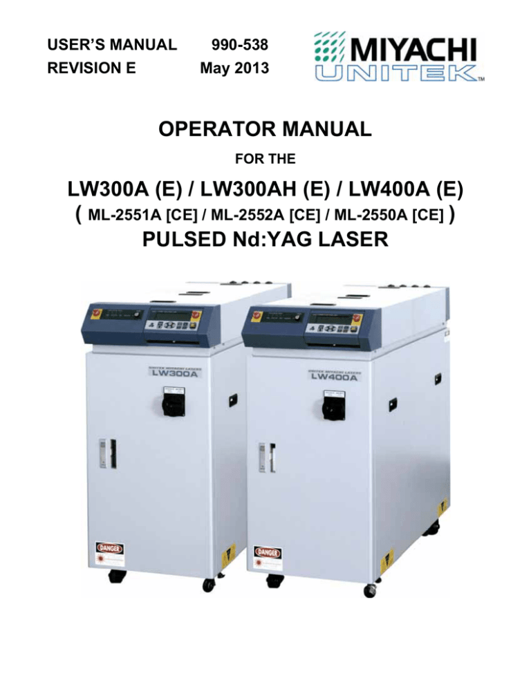 LW300 - 400 Technical Manual LW300 - 400 Technical Manual