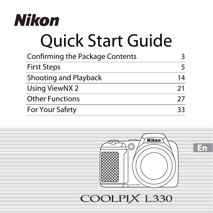 Nikon COOLPIX L330 Quick start guide Nikon COOLPIX L330 Quick start guide