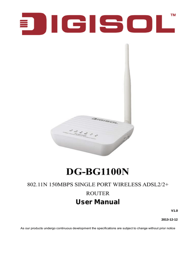 DG-BG1100N User Manual - Smartlink Network Systems Ltd DG-BG1100N User Manual - Smartlink Network Systems Ltd