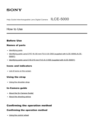 Sony ILCE-5000Y, ILCE-5000L, ILCE-5000 Manual Sony ILCE-5000Y, ILCE-5000L, ILCE-5000 Manual
