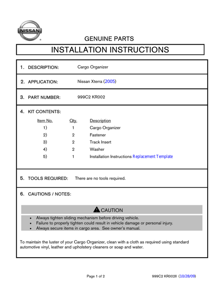 INSTALLATION INSTRUCTIONS INSTALLATION INSTRUCTIONS