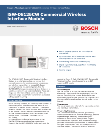 ISW‑D8125CW Commercial Wireless Interface Module ISW‑D8125CW Commercial Wireless Interface Module
