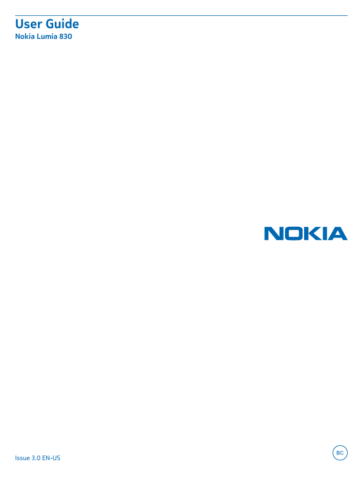 Nokia Lumia 830 User Guide Nokia Lumia 830 User Guide