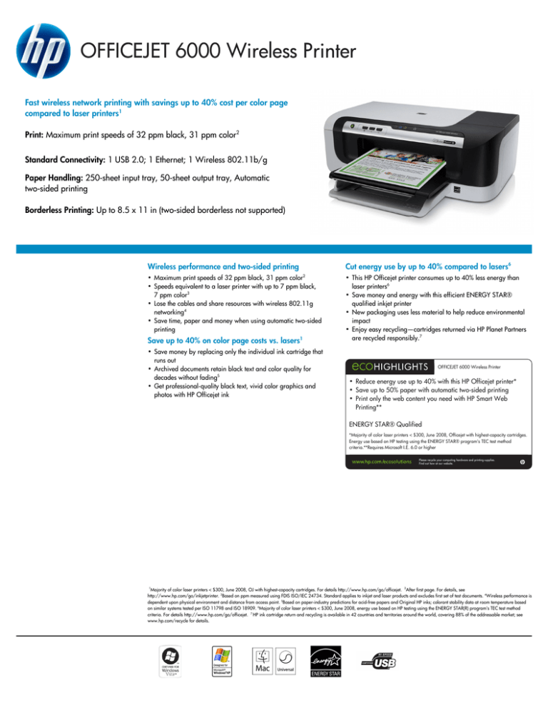 OFFICEJET 6000 Wireless Printer OFFICEJET 6000 Wireless Printer