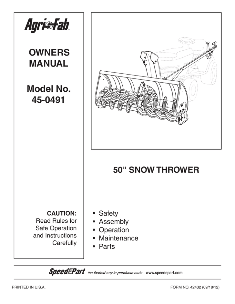 Model No. 45-0491 OWNERS MANUAL Model No. 45-0491 OWNERS MANUAL