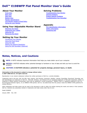 DELL E198WFP Monitor User's Guide | Manualzz DELL E198WFP Monitor User's Guide | Manualzz