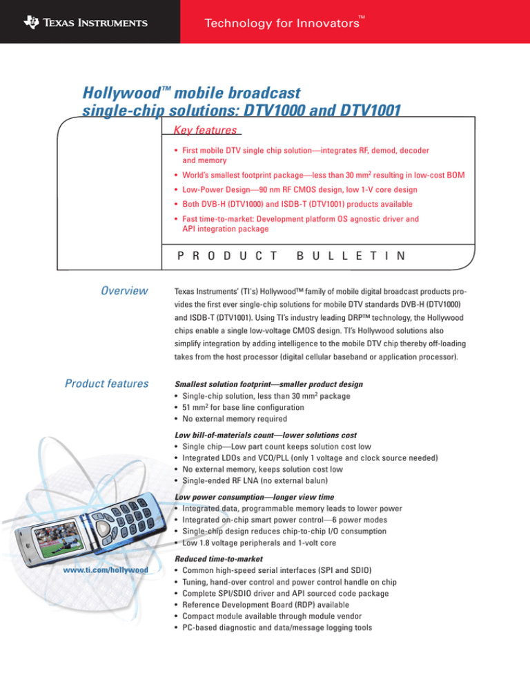 Hollywood™ mobile broadcast single Hollywood™ mobile broadcast single