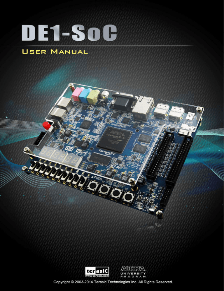 DE1-SoC User Manual 1 www.terasic.com March 31, 2015 DE1-SoC User Manual 1 www.terasic.com March 31, 2015