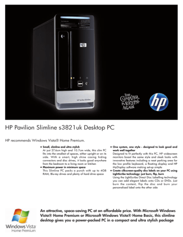 HP Pavilion Slimline s3821uk Desktop PC HP Pavilion Slimline s3821uk Desktop PC