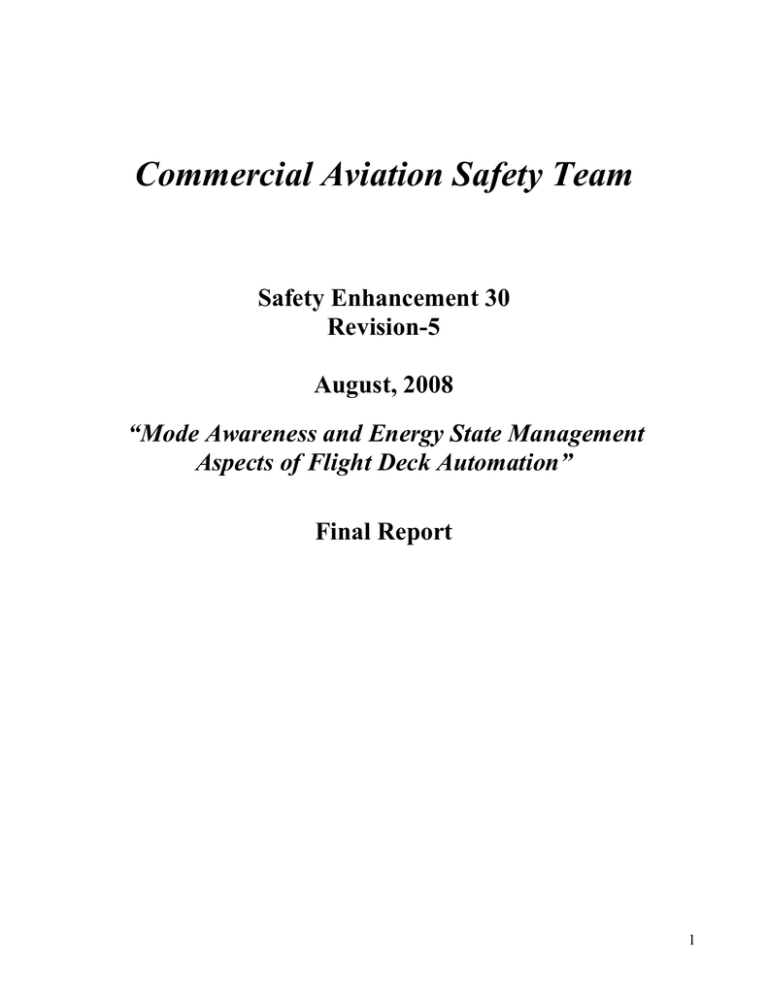 Final Report - Commercial Aviation Safety Team Final Report - Commercial Aviation Safety Team
