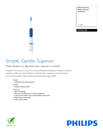 HX3631/03 Philips Battery Sonicare toothbrush HX3631/03 Philips Battery Sonicare toothbrush