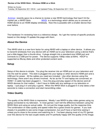 Review of the WHDI Stick - Wireless HDMI on a Stick Review of the WHDI Stick - Wireless HDMI on a Stick