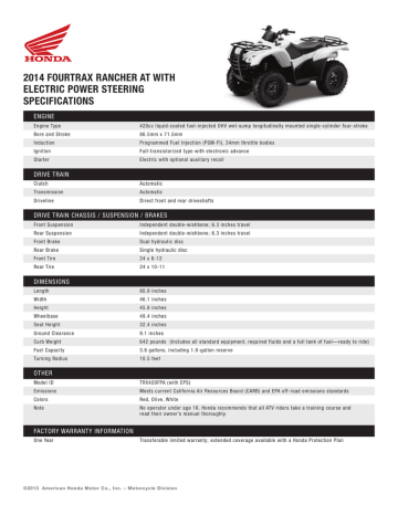 2014 fourtrax rancher at with electric power steering specifications 2014 fourtrax rancher at with electric power steering specifications
