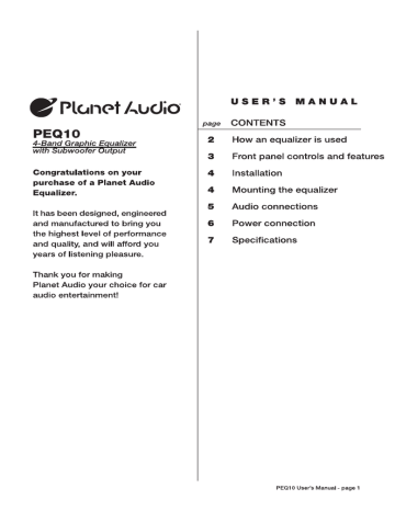 Planet Audio® 4-Band Pre-Amp Equalizer with Planet Audio® 4-Band Pre-Amp Equalizer with